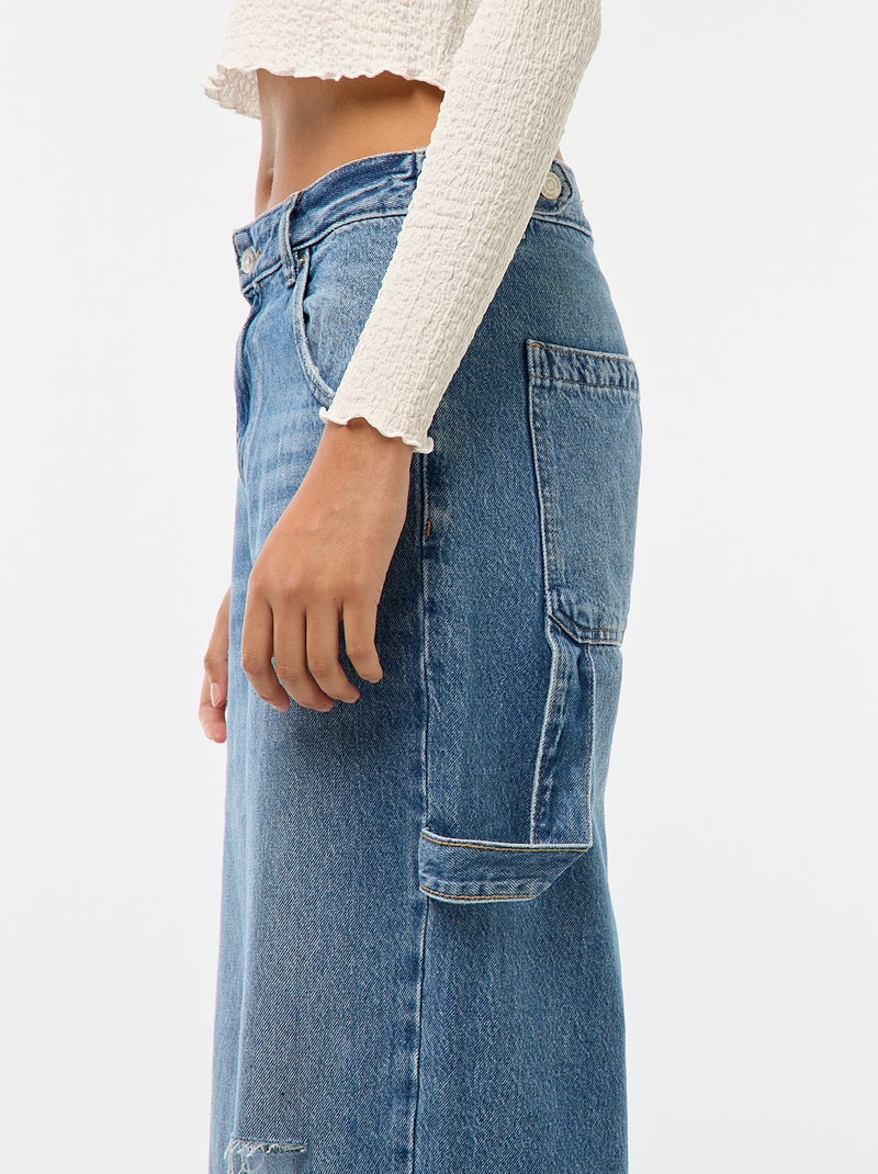 Baggy Jeans mit trendigen Used-Effekten Blau - Kiabi