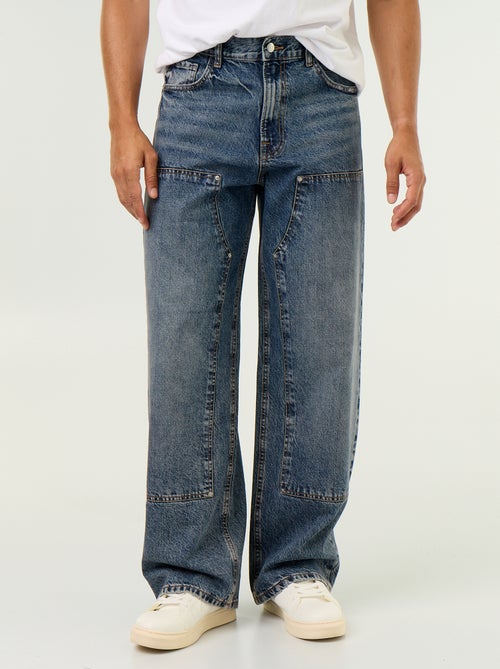 Baggy Jeans unifarben mit fantasievollen Einsätzen - Kiabi Baggy Jeans unifarben mit fantasievollen Einsätzen - Kiabi