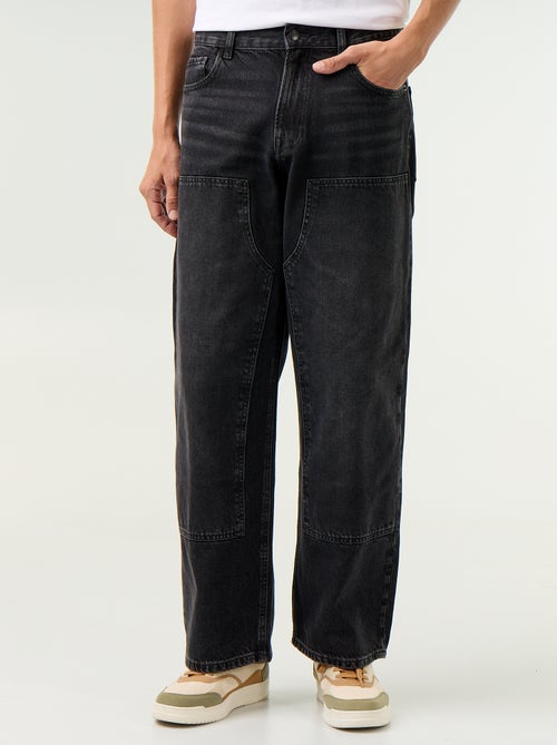 Baggy Jeans unifarben mit fantasievollen Einsätzen - Kiabi Baggy Jeans unifarben mit fantasievollen Einsätzen - Kiabi