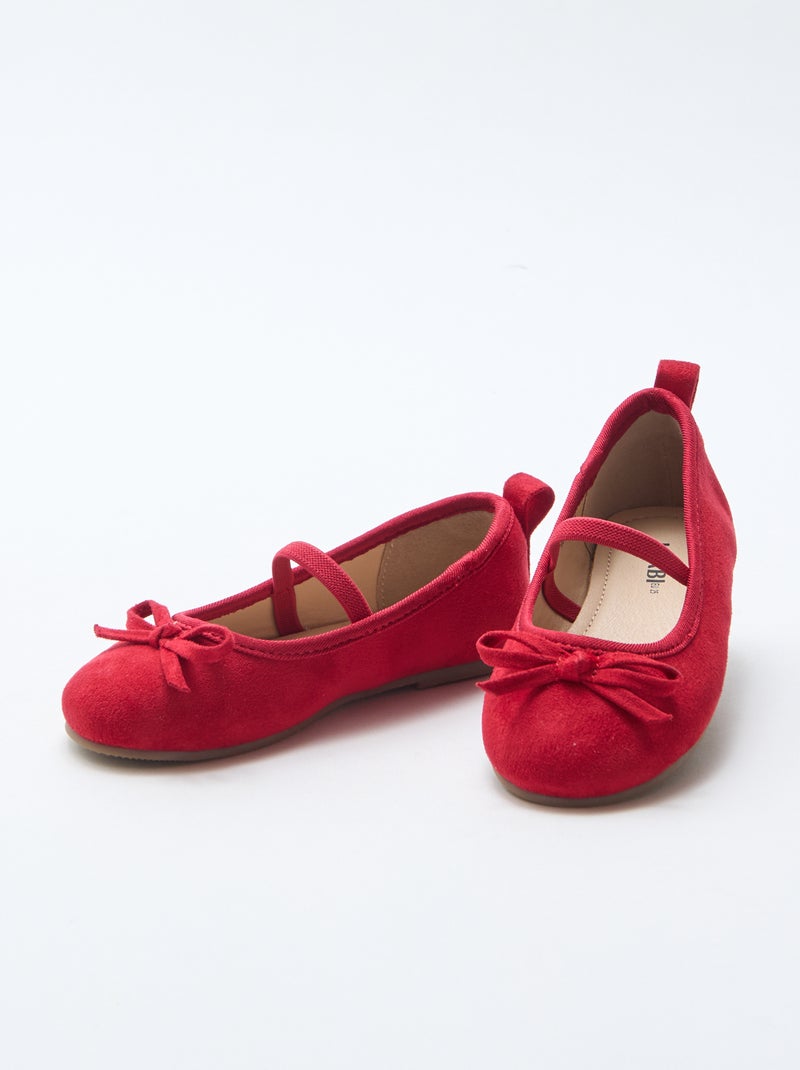 Ballerine in simil suede con cinturino Rosso - Kiabi