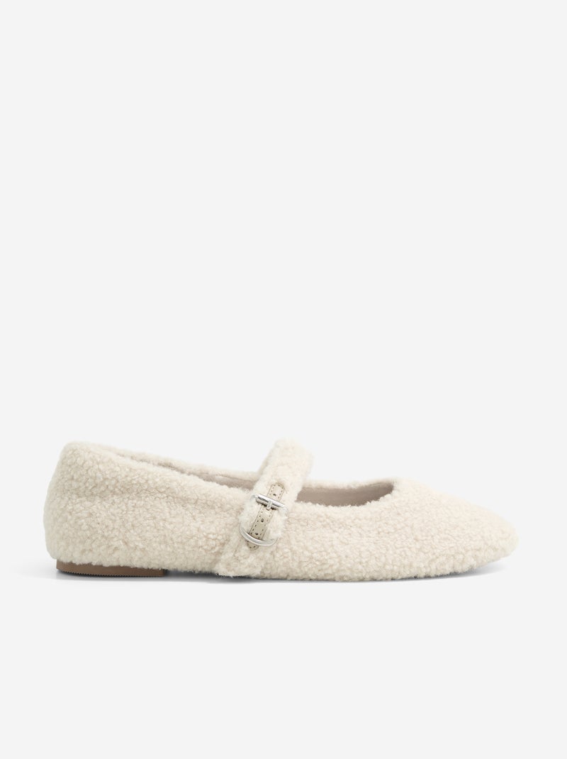 Ballerine piatte effetto montone Beige - Kiabi