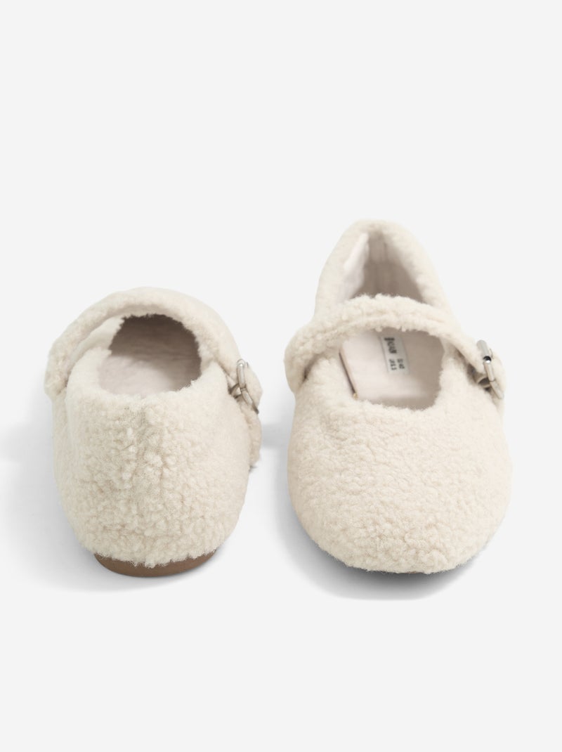 Ballerines plates effet moutonné Beige - Kiabi