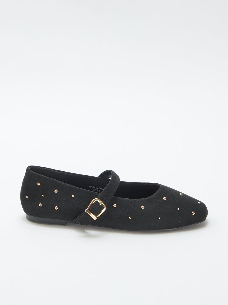 Ballerines plates en simili Noir - Kiabi