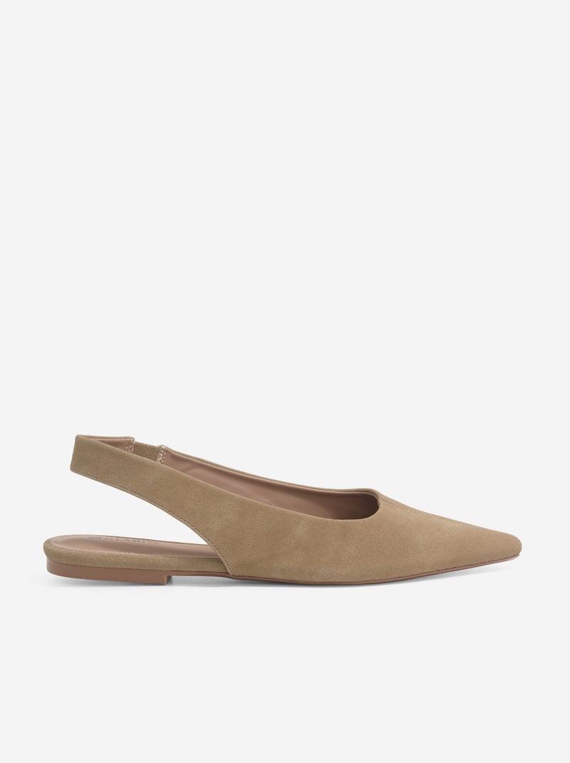 Ballerines slings unies Marron - Kiabi