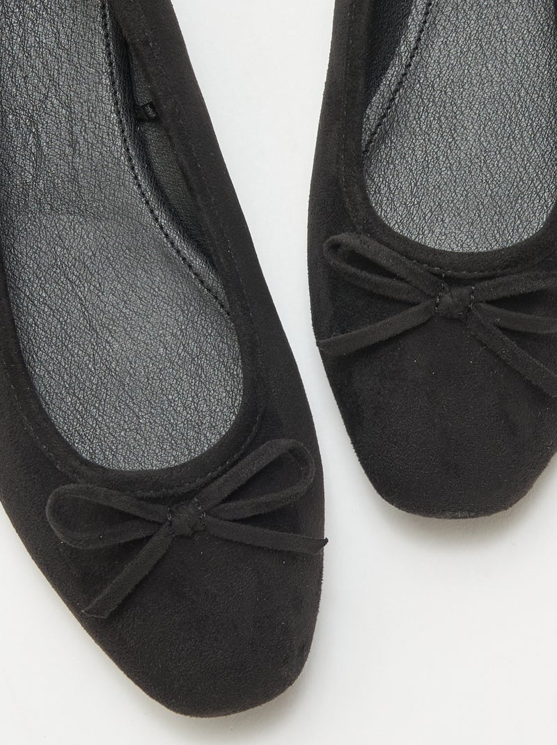 Ballerines unies en suédine Noir - Kiabi