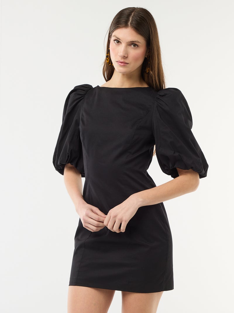 Balloon Dress with Short Sleeves Black - Kiabi