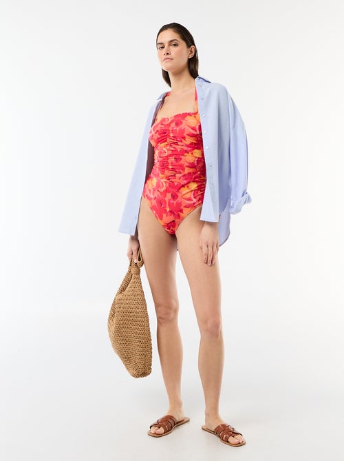 Bandeau-Badeanzug (1-Teiler) mit Plissee-Optik - Kiabi