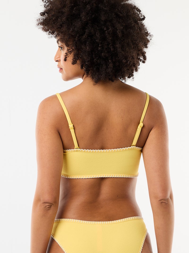 Bandeau Bikini Top with Contrast Stitching Yellow - Kiabi