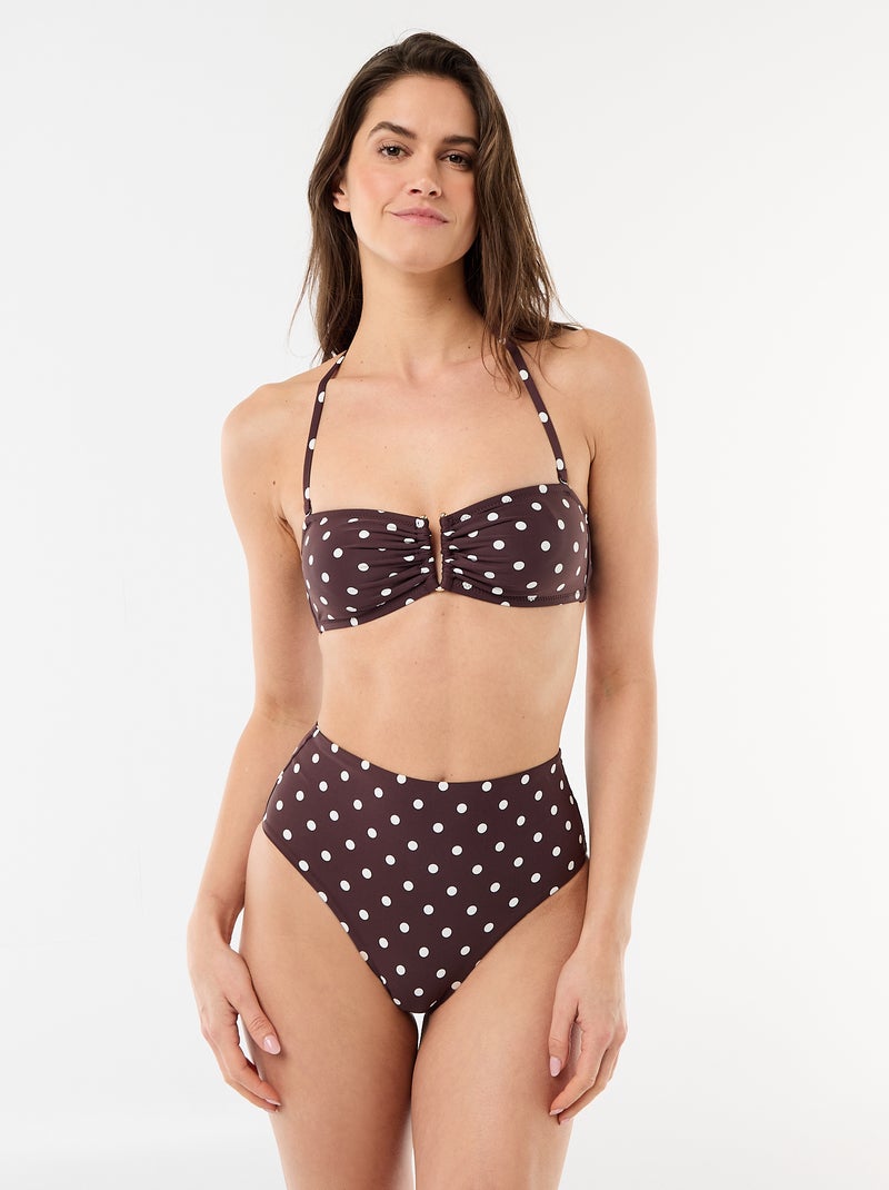 Bandeau de bain motif pois Marron foncé - Kiabi