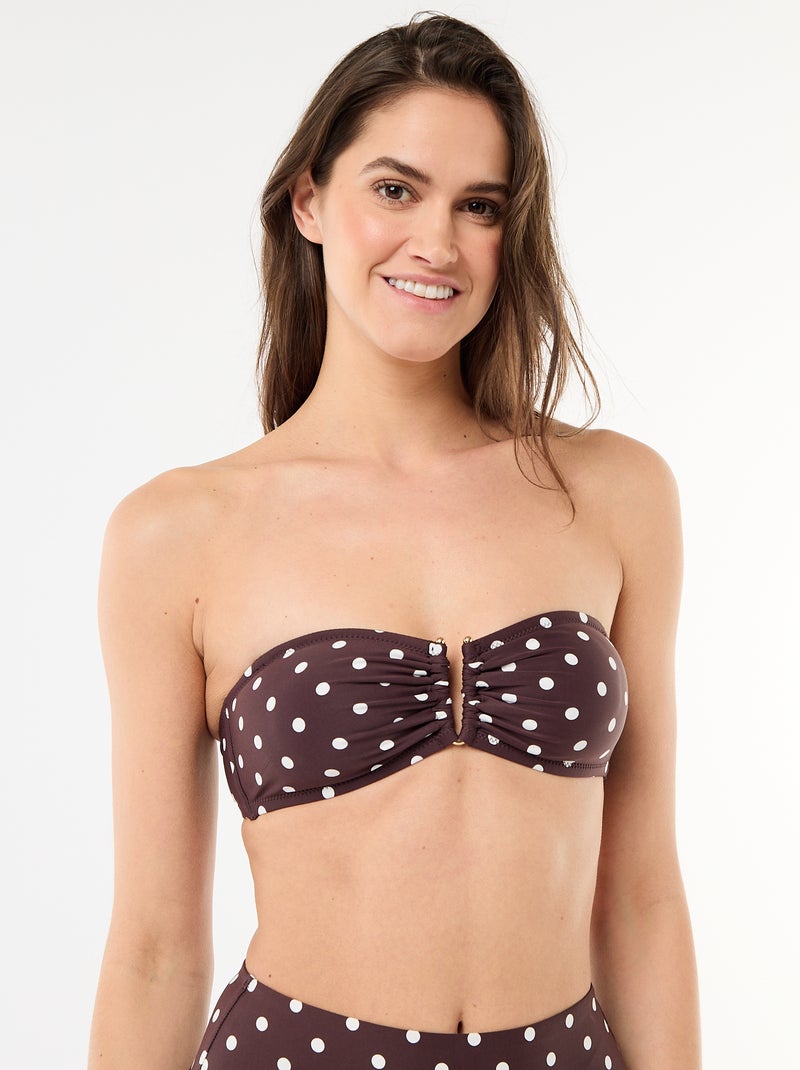 Bandeau de bain motif pois Marron foncé - Kiabi