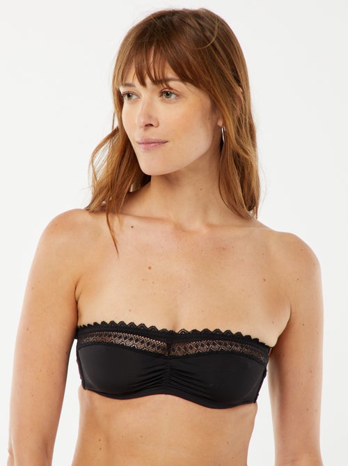 Bandeau en microfibre avec dentelle - Kiabi