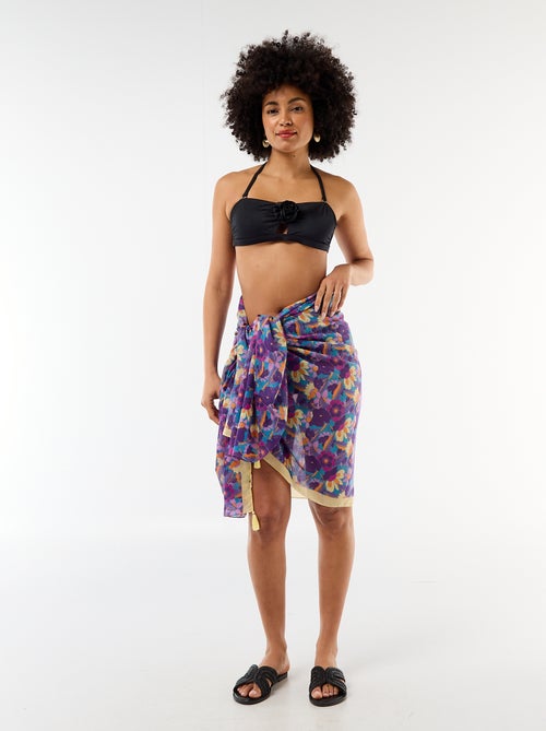 Bandeau swim top with embossed floral detail - Kiabi
