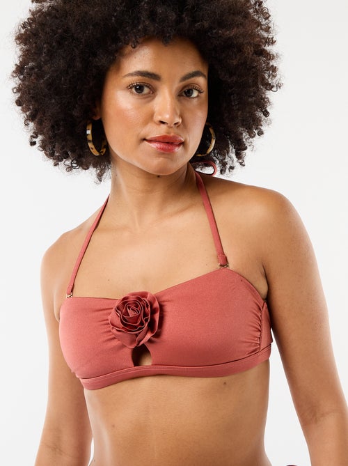 Bandeau swim top with embossed floral detail - Kiabi