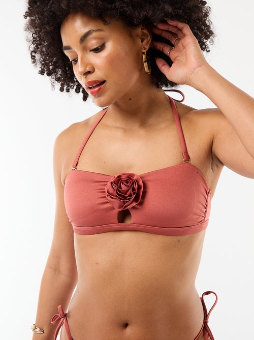 Bandeau swim top with embossed floral detail - Kiabi