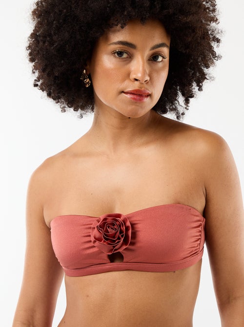 Bandeau swim top with embossed floral detail - Kiabi