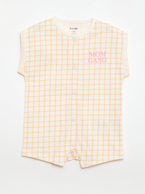 Barboteuse à manches courtes avec motif - Kiabi