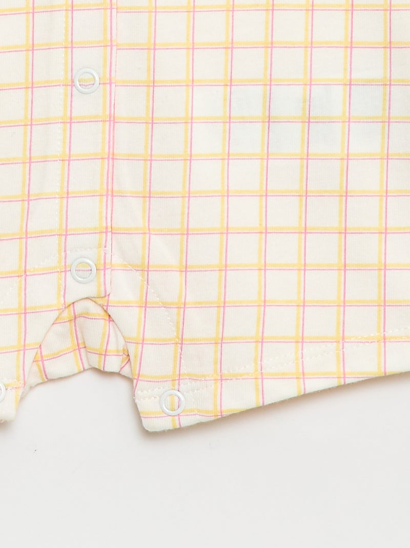 Barboteuse à manches courtes avec motif Beige - Kiabi