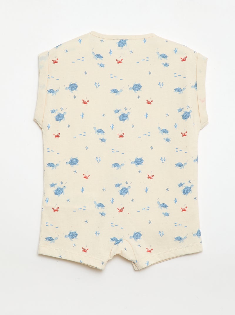 Barboteuse à manches courtes avec motif Beige - Kiabi