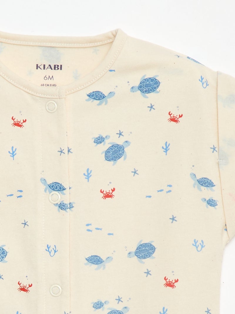 Barboteuse à manches courtes avec motif Beige - Kiabi