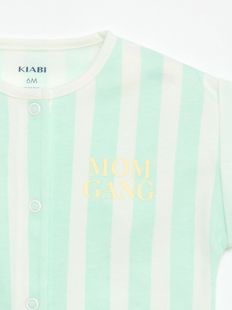 Barboteuse à manches courtes avec motif Vert - Kiabi