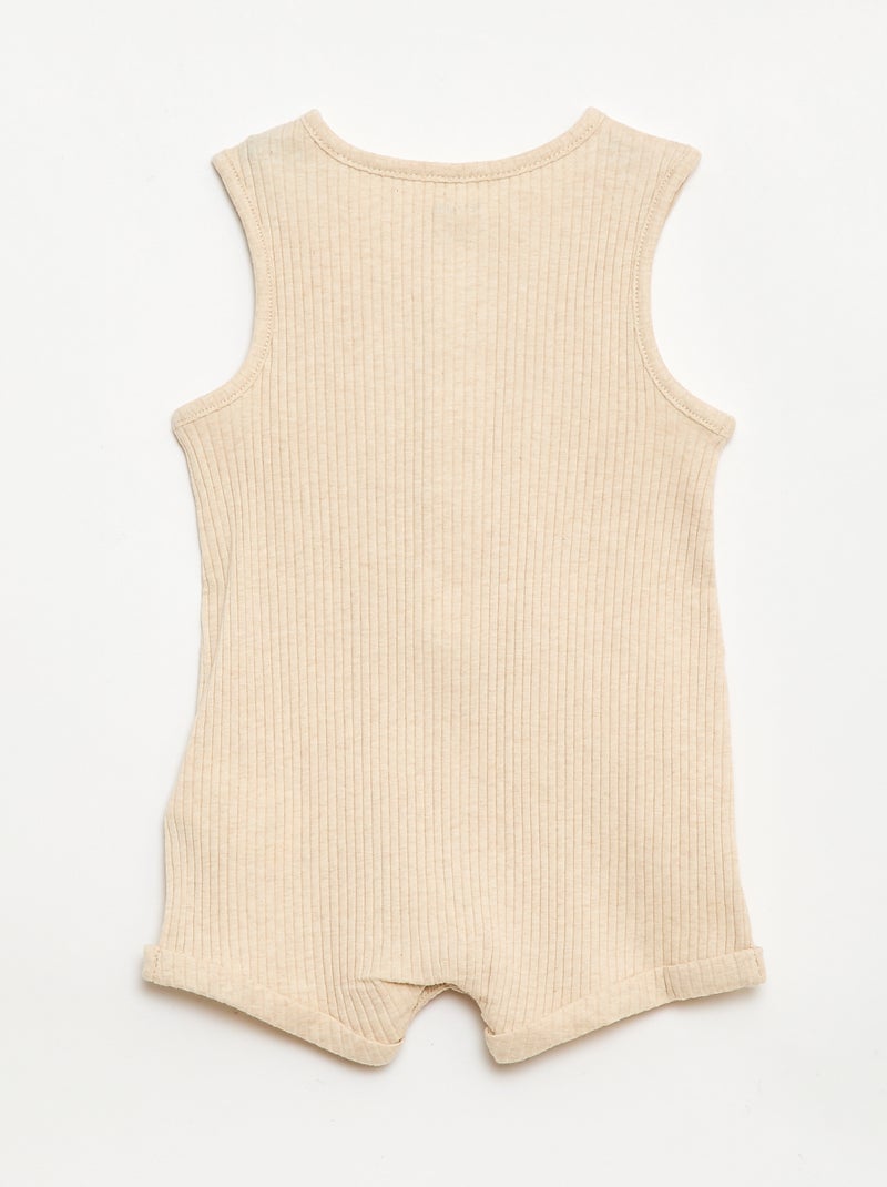 Barboteuse courte en maille côtelée Beige - Kiabi