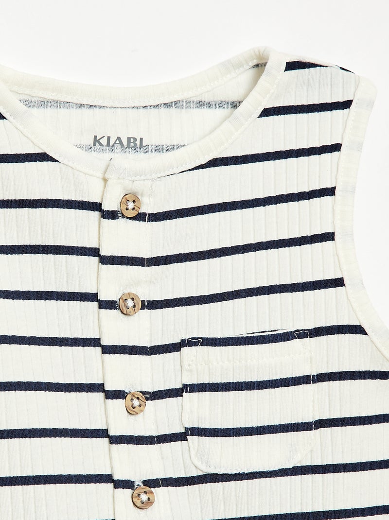 Barboteuse courte en maille côtelée Blanc - Kiabi