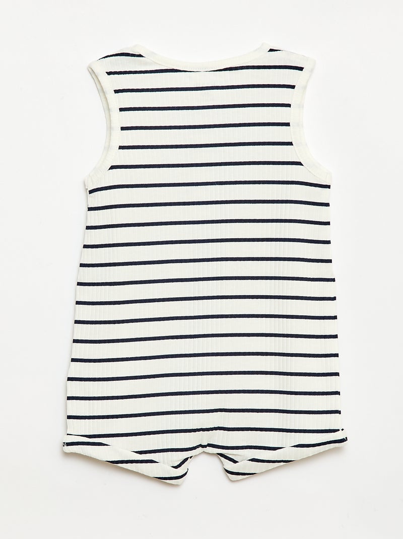 Barboteuse courte en maille côtelée Blanc - Kiabi