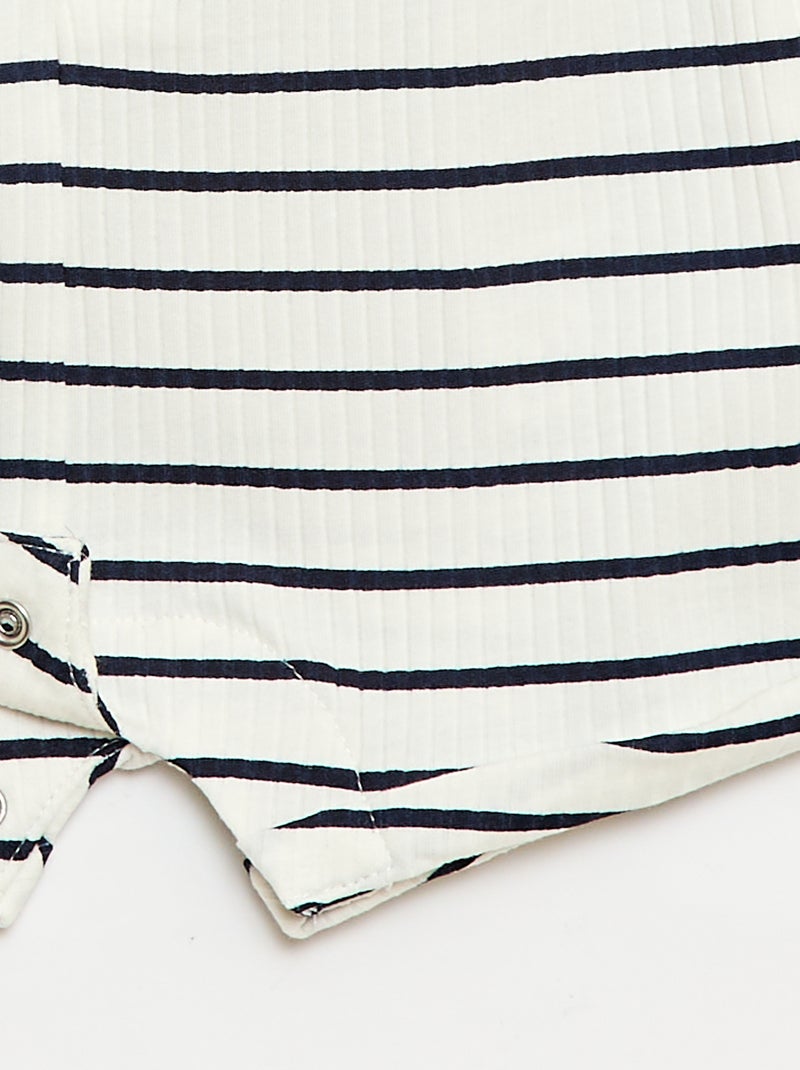 Barboteuse courte en maille côtelée Blanc - Kiabi