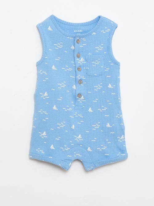 Barboteuse courte en maille côtelée - Kiabi