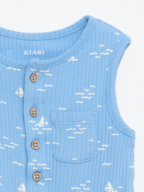 Barboteuse courte en maille côtelée - Kiabi