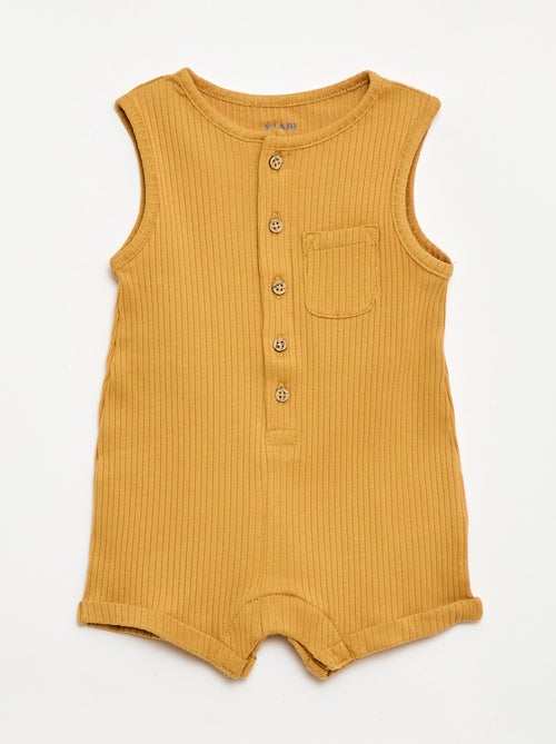 Barboteuse courte en maille côtelée - Kiabi