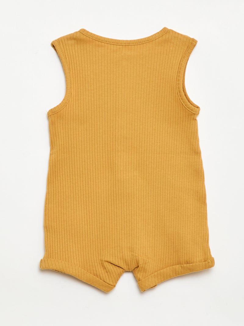Barboteuse courte en maille côtelée Jaune moutarde - Kiabi