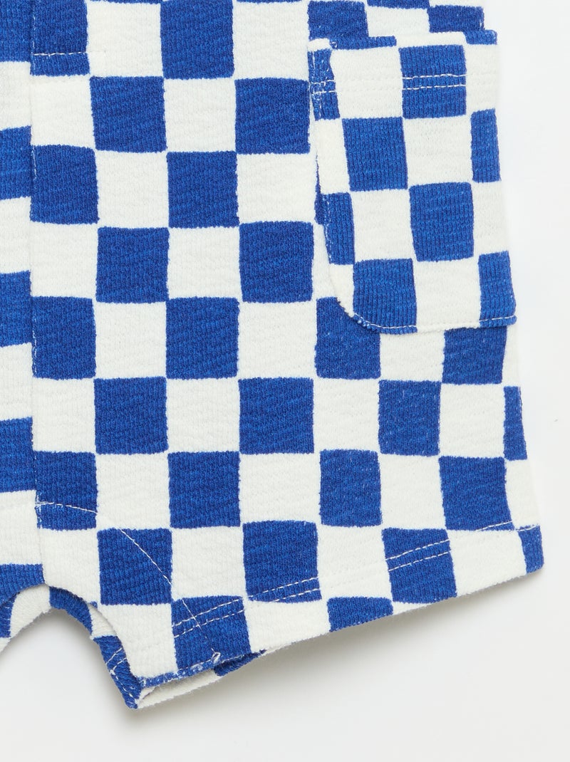 Barboteuse en baby Terry à carreaux Bleu - Kiabi