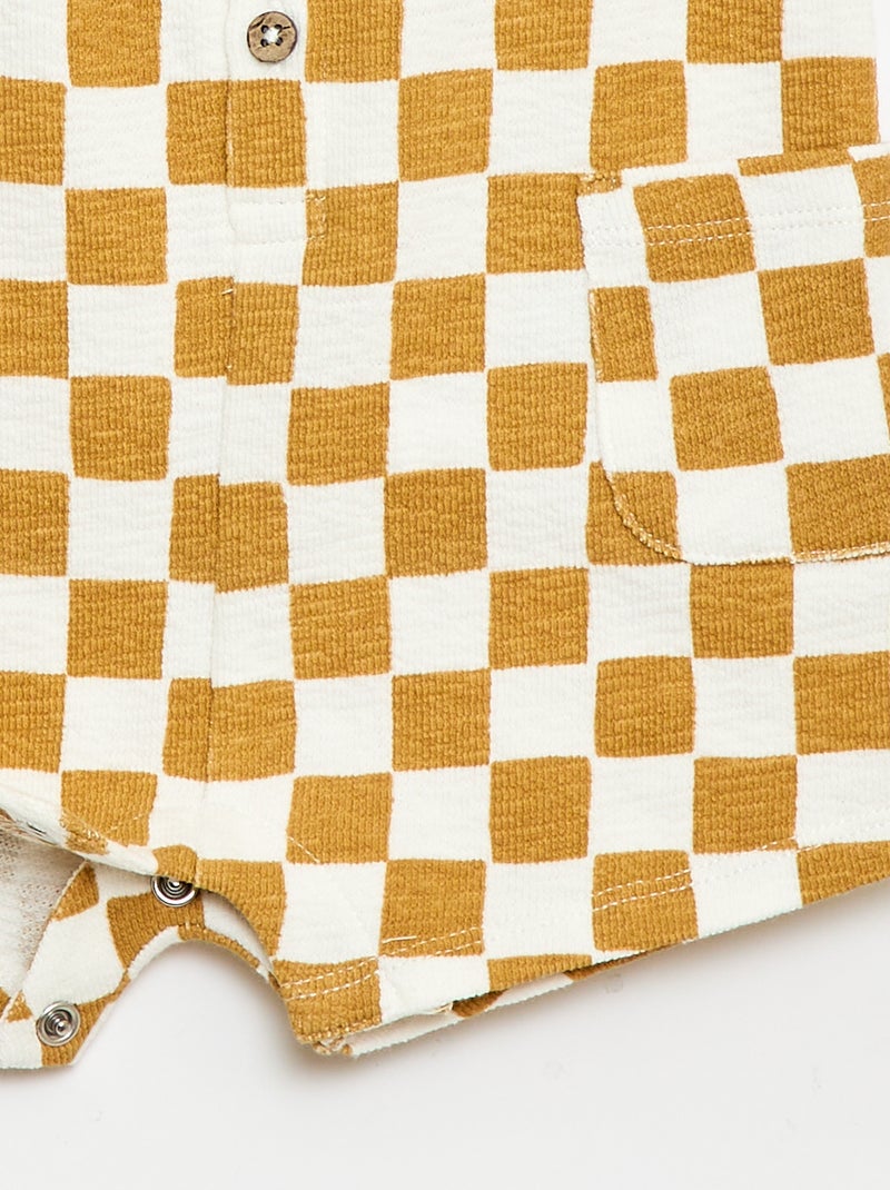 Barboteuse en baby Terry à carreaux Jaune - Kiabi