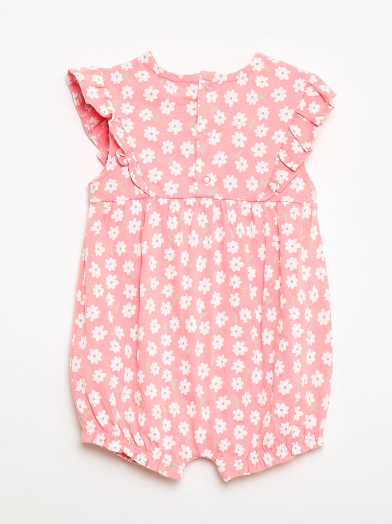 Barboteuse imprimée en coton Rose - Kiabi