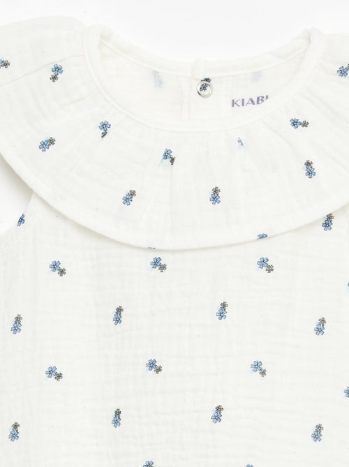 Barboteuse sans manches en double gaze de coton - Kiabi