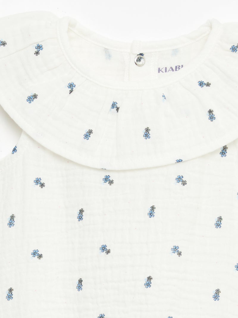 Barboteuse sans manches en double gaze de coton Blanc - Kiabi