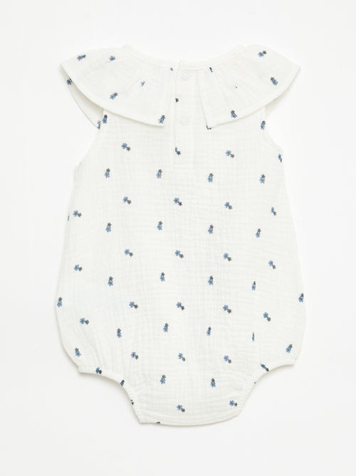 Barboteuse sans manches en double gaze de coton - Kiabi
