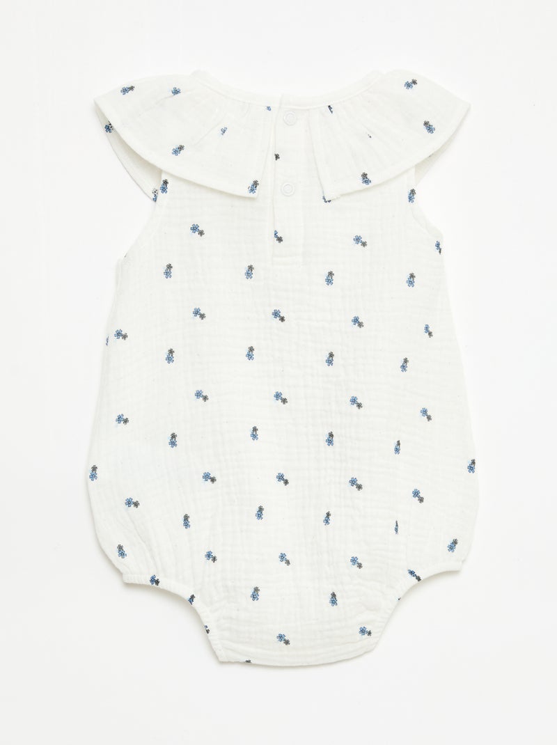 Barboteuse sans manches en double gaze de coton Blanc - Kiabi