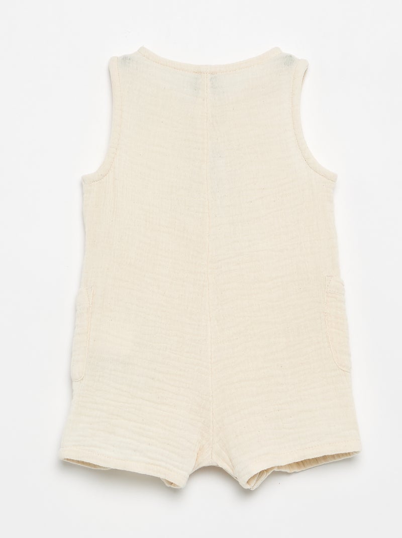 Barboteuse sans manches en gaze de coton Beige - Kiabi
