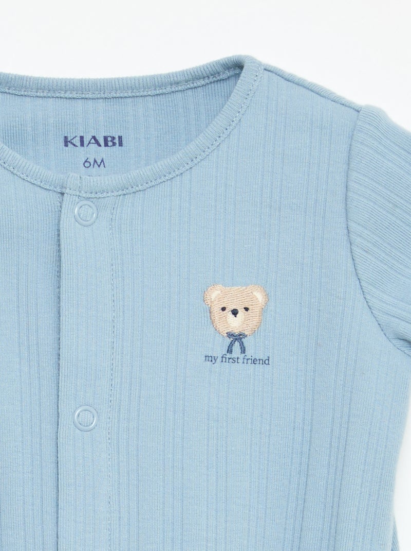 Barboteuse unie sans manches col rond Bleu - Kiabi