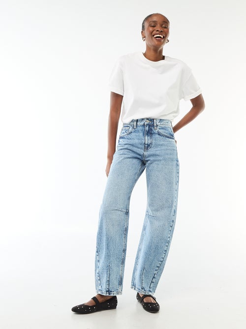 Barrel-Denim-Hose aus Baumwolle - Kiabi