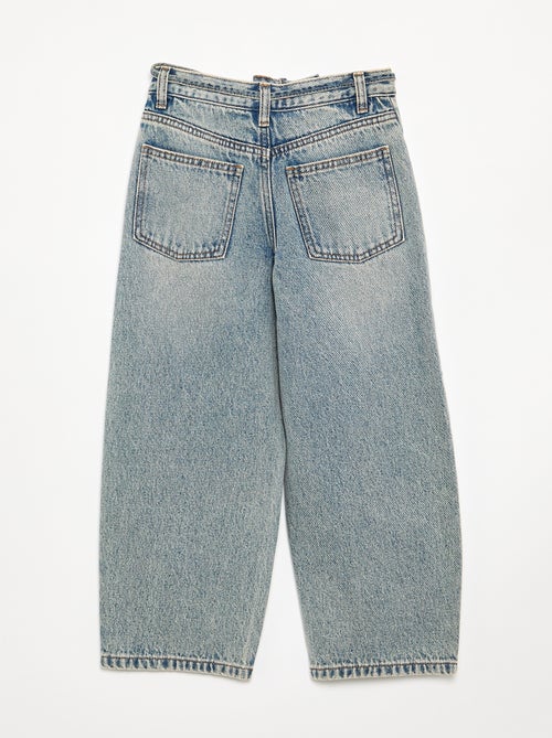 Barrel fit denim trousers with belt - Kiabi