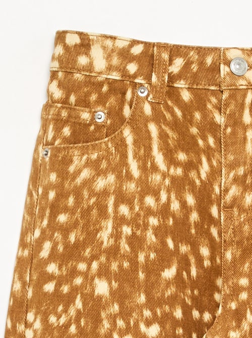 Barrel-Jeans mit Rehkitz-Print - Kiabi