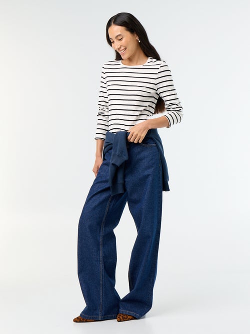 Barrel-Jeans mit versetzter Knopfleiste - Kiabi