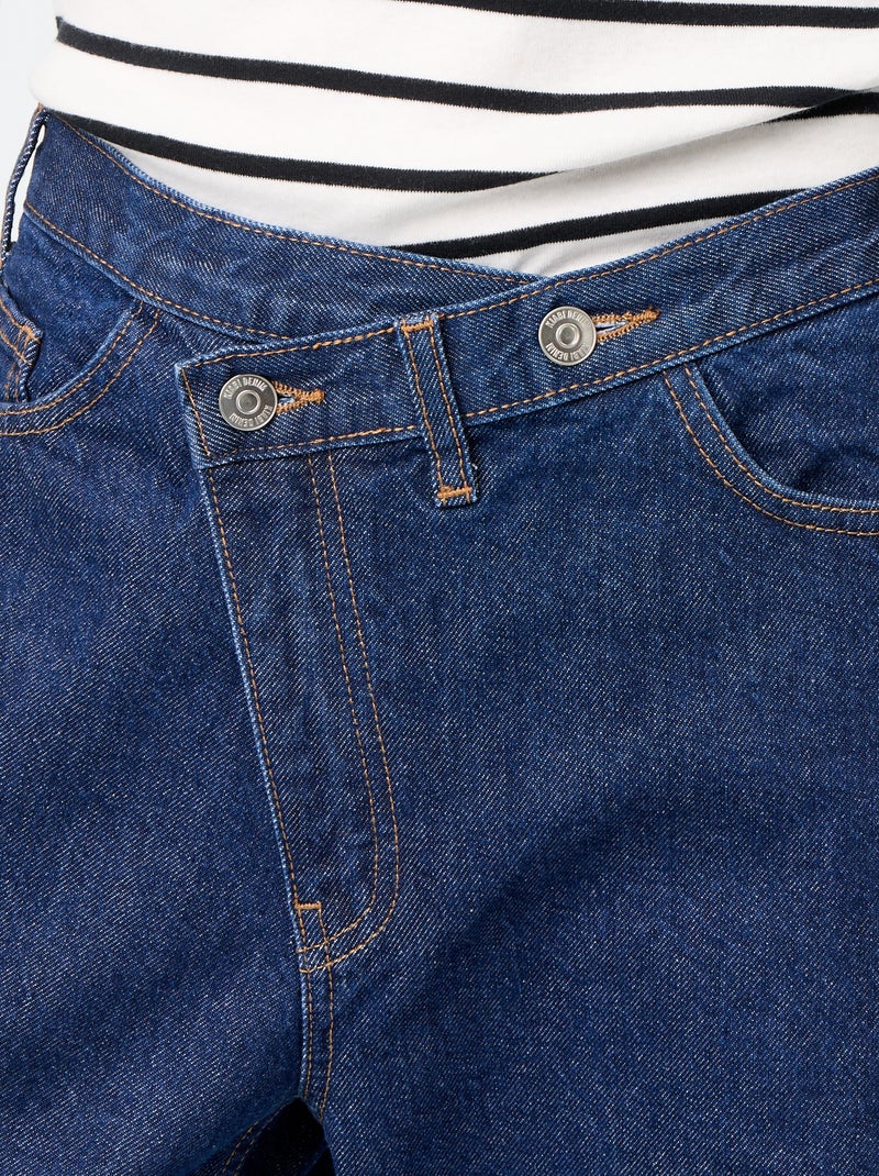 Barrel-Jeans mit versetzter Knopfleiste Blau - Kiabi