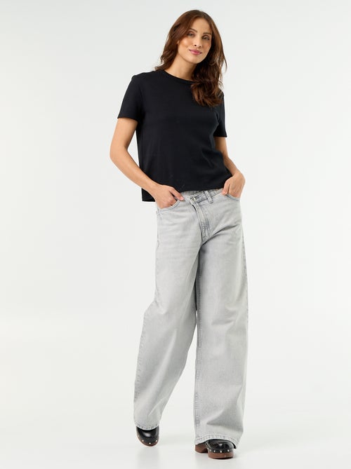 Barrel Jeans with Asymmetric Button Fly - Kiabi