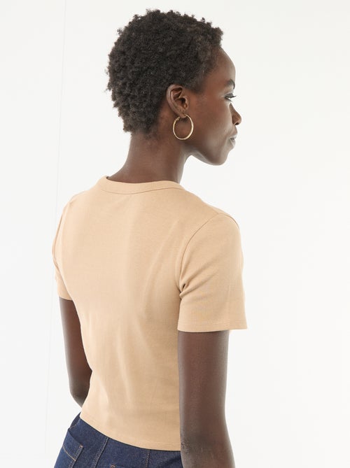 Basic Crop Top Shirt - Kiabi Basic Crop Top Shirt - Kiabi