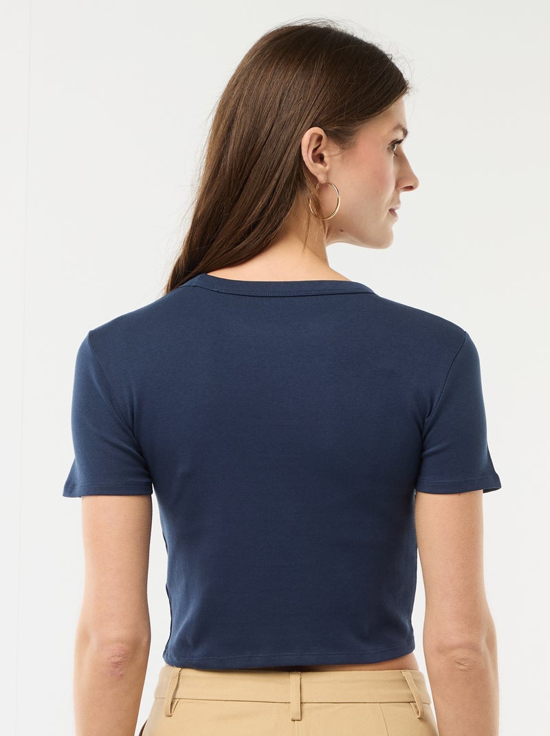 Basic Crop Top Shirt Blau - Kiabi