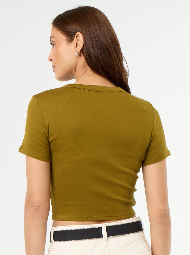 Basic Crop Top Shirt Grün - Kiabi